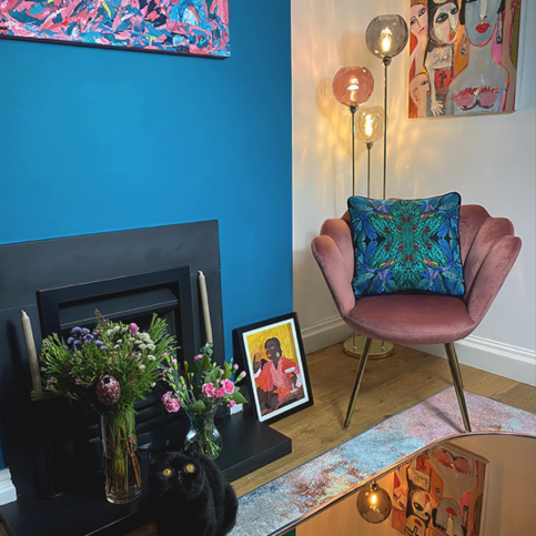 Hummingbird Silk Cushion by Millie Bridget Henry