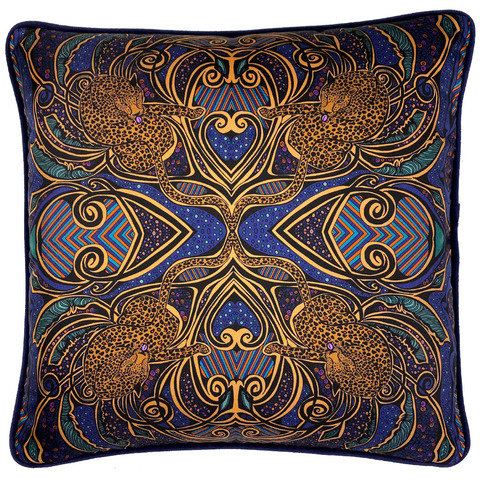 Indian Leopard Silk Cushion by Millie Bridget Henry
