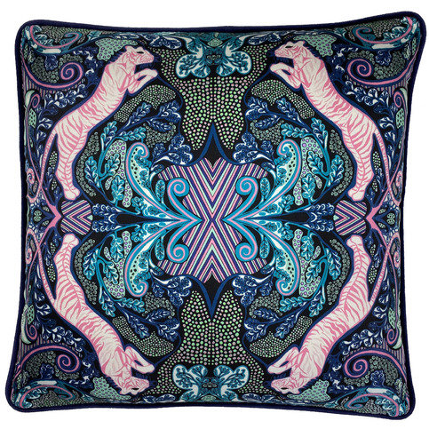 Pink Bengal Tiger Silk Cushion by Millie Bridget Henry