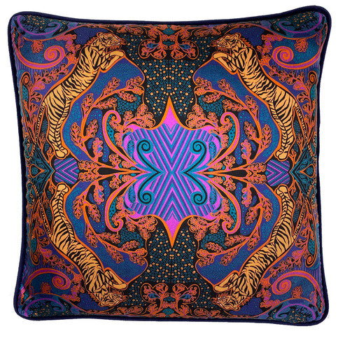 Royal Bengal Tiger Silk Cushion by Millie Bridget Henry