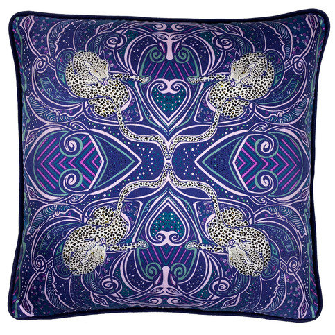 Snow Leopard Silk Cushion by Millie Bridget Henry