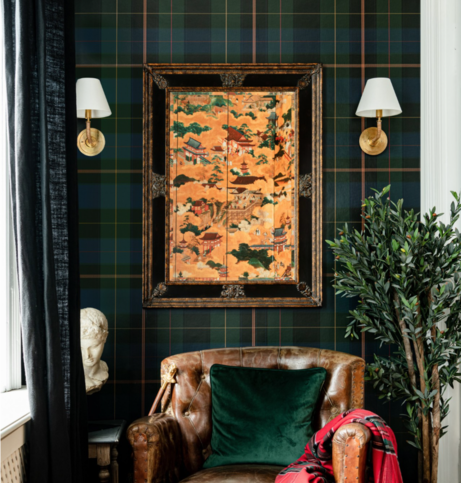 Equestrian Plaid Green Wallpaper by Mind the Gap