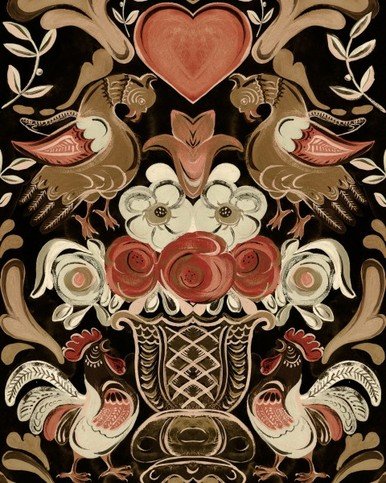 Goldene Henne Anthracite Wallpaper by Mind the Gap