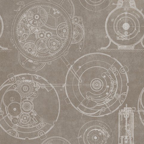Horlogerie Taupe Wallpaper by Mind The Gap 