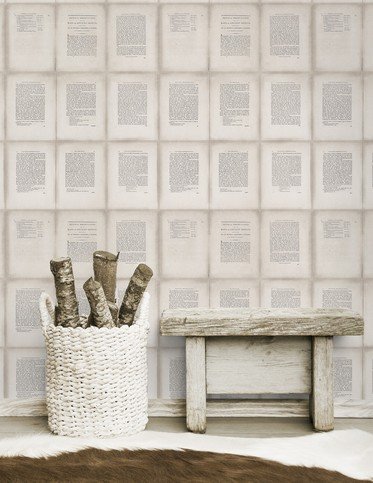 Inside Book Taupe Wallpaper by Mind The Gap 