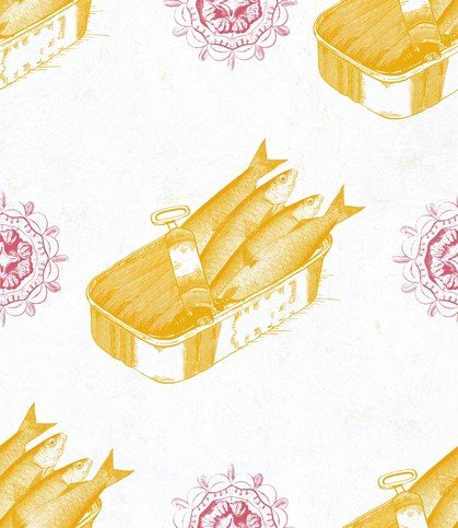 Sardines Yellow Wallpaper by Mind The Gap 