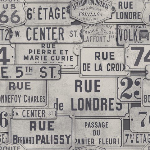 Street Signs Neutral Wallpaper by Mind The Gap 