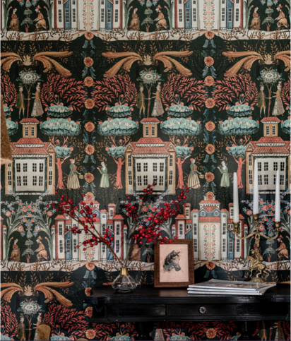 Tales of Tyrol Peat Black Wallpaper by Mind the Gap