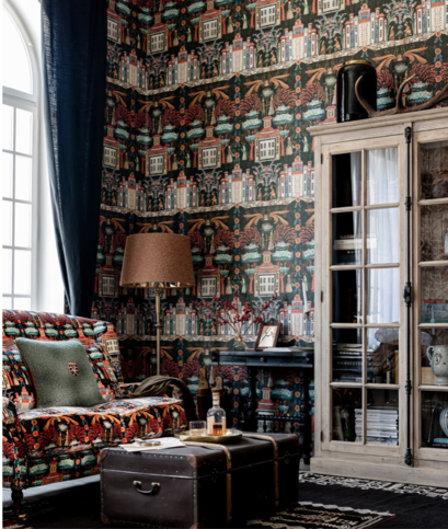 Tales of Tyrol Peat Black Wallpaper by Mind the Gap
