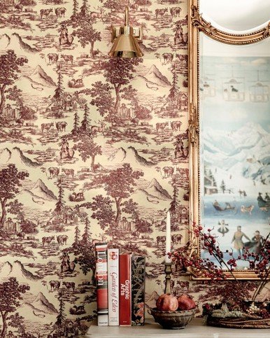 Toile Du Tyrol Burgundy Wallpaper by Mind the Gap