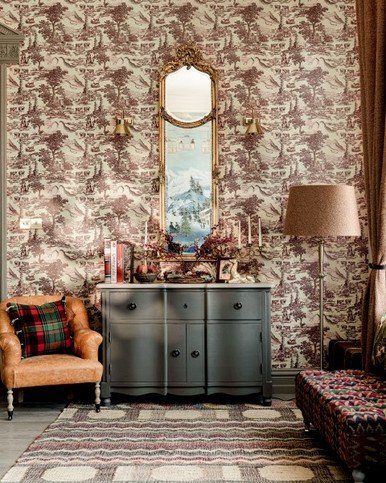 Toile Du Tyrol Burgundy Wallpaper by Mind the Gap