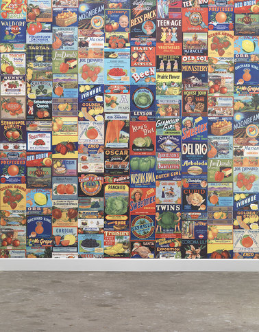 Crate Labels Fruit & Vegetables Wallcovering by NLXL