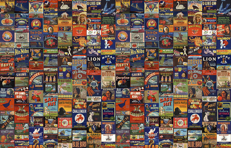 Crate Labels People & Animals Wallcovering by NLXL