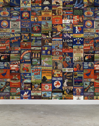 Crate Labels People & Animals Wallcovering by NLXL