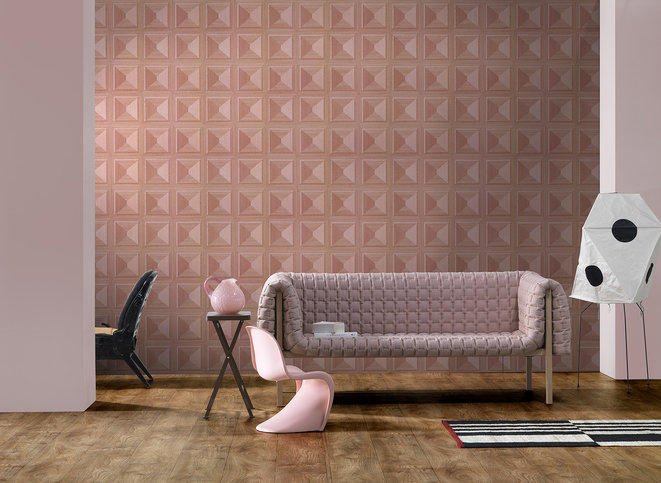 Marquetry Pink Wallcovering by NLXL 