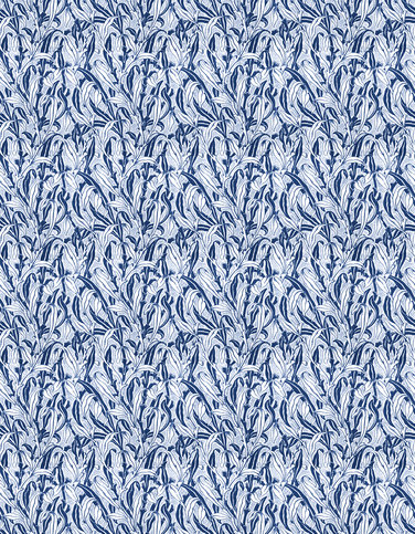 Monochrome Leaves Blue Wallcovering by NLXL 