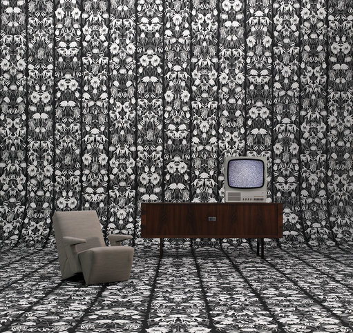 Withered Flowers Black Archives Wallcovering by NLXL