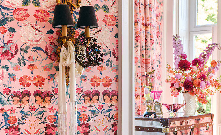 Bonita Matte Wallcovering Chateau Rose by Temperley London x Romo
