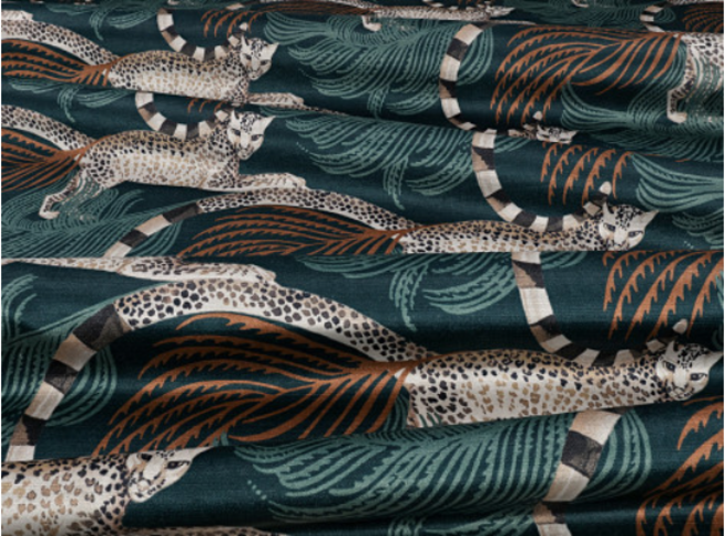 Delilah Velvet Tuscan Teal Fabric by Temperley London x Romo