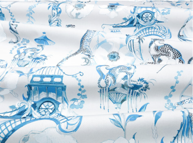 Euphoria China Blue Fabric by Temperley London x Romo