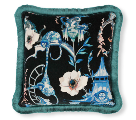 Euphoria Velvet 50cm Cushion Cobalt by Temperley London x Romo