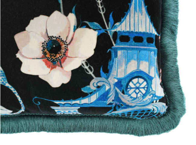 Euphoria Velvet 50cm Cushion Cobalt by Temperley London x Romo