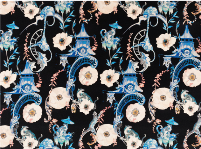 Euphoria Velvet Cobalt Fabric by Temperley London x Romo