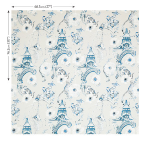 Euphoria Wallcovering China Blue by Temperley London x Romo