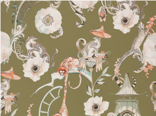 Euphoria Wallcovering Somerset Green by Temperley London x Romo