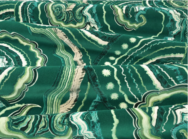 Fantasia Velvet Malachite Fabric by Temperley London x Romo