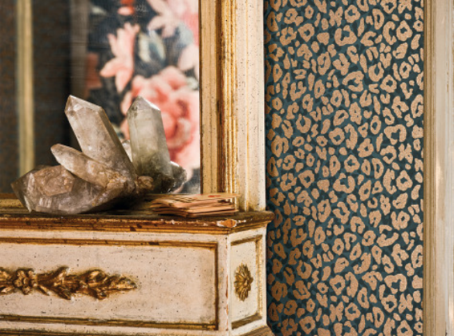 Kitty Wallcovering Slate by Temperley London x Romo