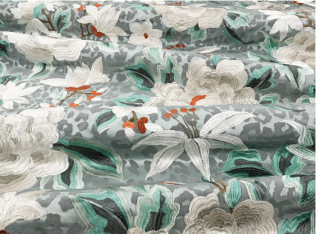 Lavinia Blue Haze Fabric by Temperley London x Romo
