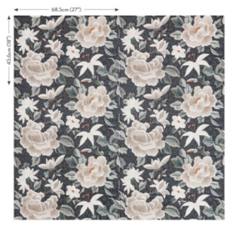 Lavinia Matte Wallcovering Slate by Temperley London x Romo