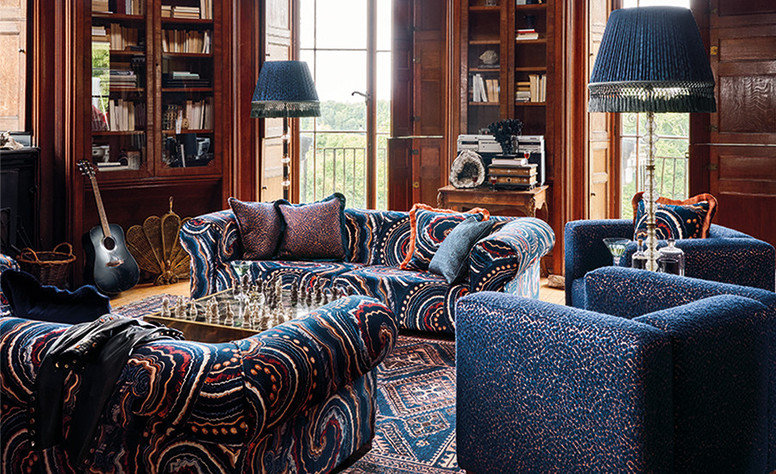 Lulu Indigo Sky Fabric by Temperley London x Romo
