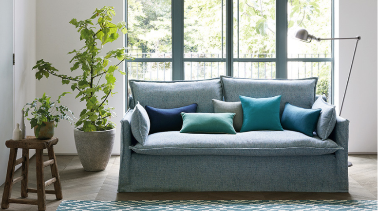 Romo Mendel Steel Blue Fabric