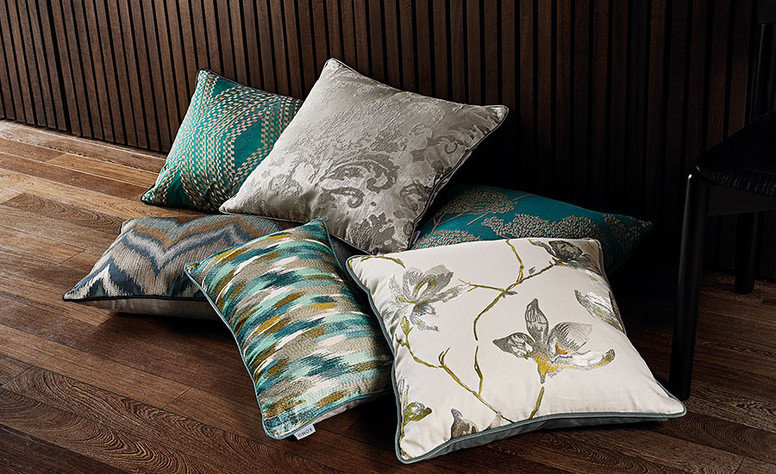Saphira Embroidery Cushion Eucalyptus by Romo