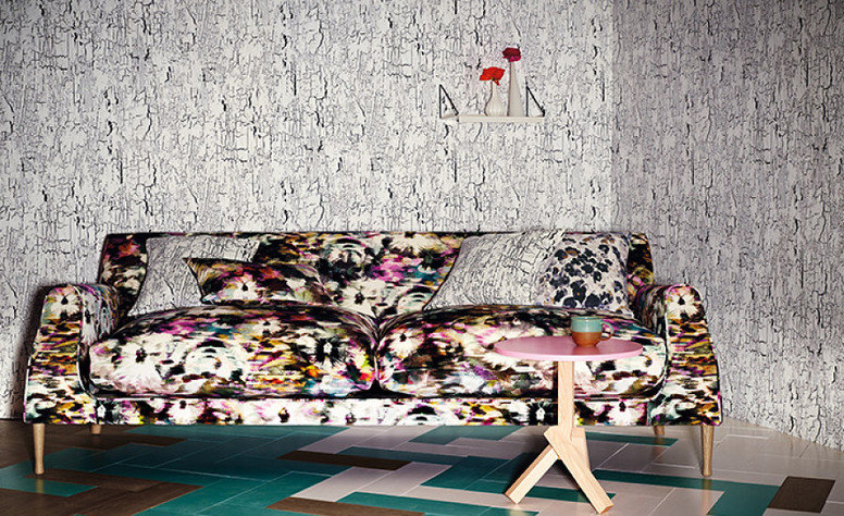 Black Edition Kansai Velvet Zinnia Fabric