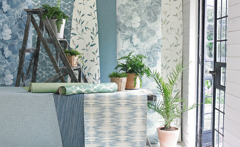 Hana Trail Wallcovering Indigo by Villa Nova 