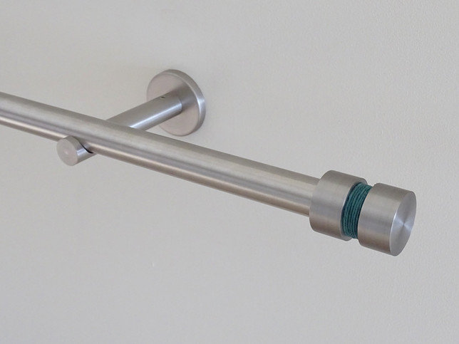 Walcot House 19mm Stainless Steel Curtain Pole with Bright Groove Seagrass Finial