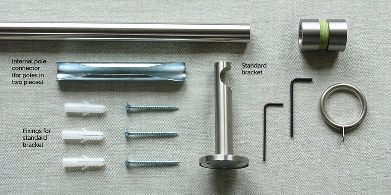 Walcot House 19mm Stainless Steel Curtain Pole with Bright Groove Seagrass Finial