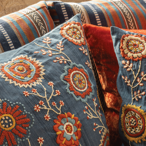 Arlington Indigo Cushion by William Yeoward