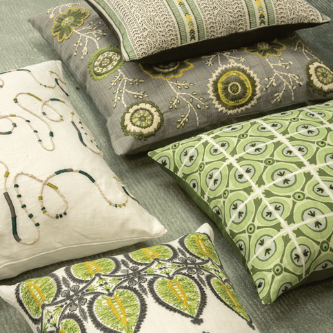 Coleridge Sage Cushion by William Yeoward