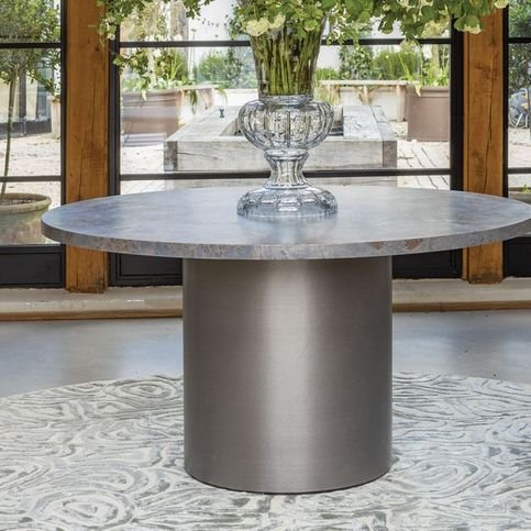 Coralia Silver Circular Rug by William Yeoward