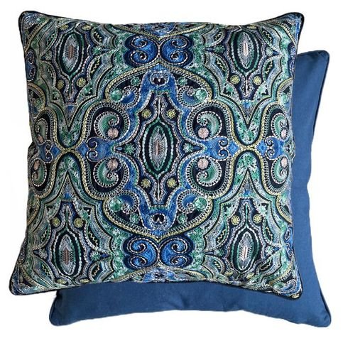 Kalan Indigo Cushion by William Yeoward