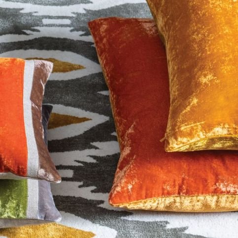Kenny Blood Orange/Tobacco Cushion by William Yeoward