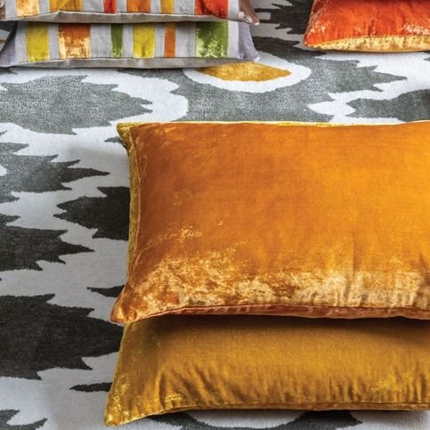 Kenny Blood Orange/Tobacco Cushion by William Yeoward