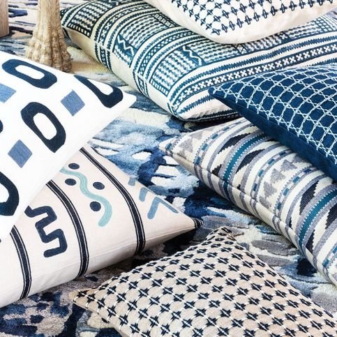 Maakola Indigo Cushion by William Yeoward