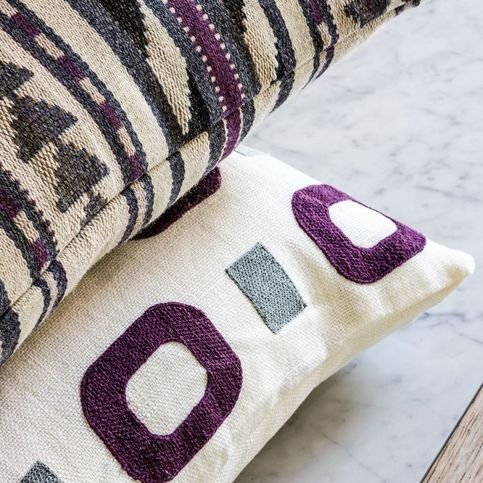 Palpa Aubergine Cushion by William Yeoward