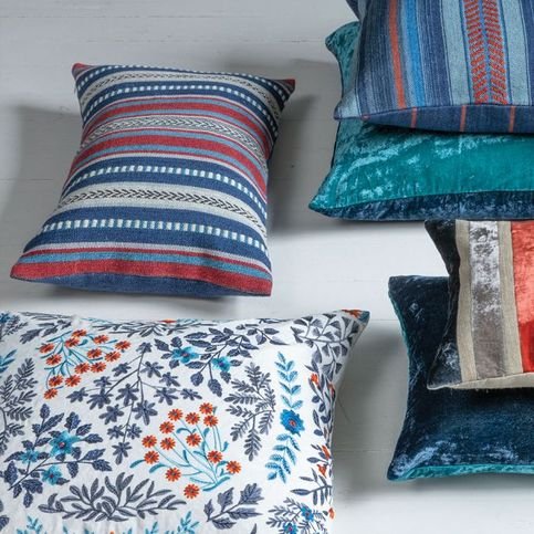 Somerley Indigo Cushion by William Yeoward