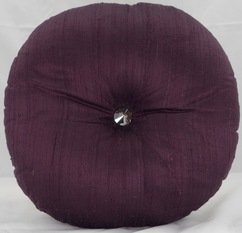 Aubergine Silk Round Cushion